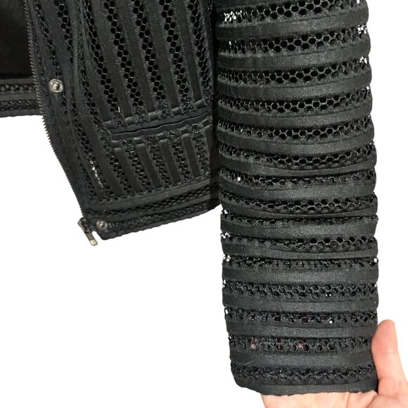 Silvian Heach Black Open Knit, Satin Lined Jacket XS - Picture 3 of 6